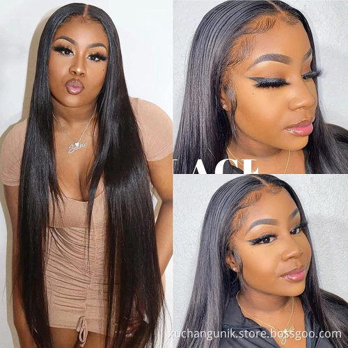 Uniky Brazilian human hair wigs T part natural preplucked hairline lace frontal wigs 13*4*1 water wave wigs for black women
